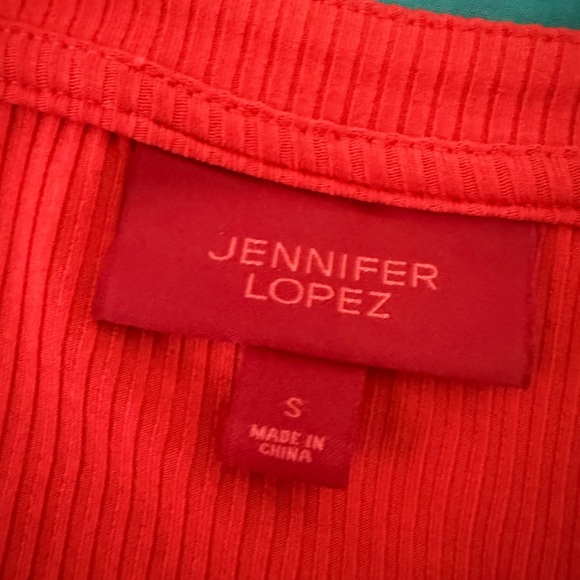 Jennifer Lopez Vibrant Red Button-Down Shirt ( orangey red) - Picture 3 of 5